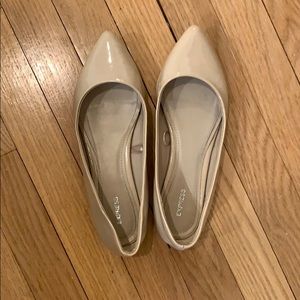 Express nude flats with silver accent in heel